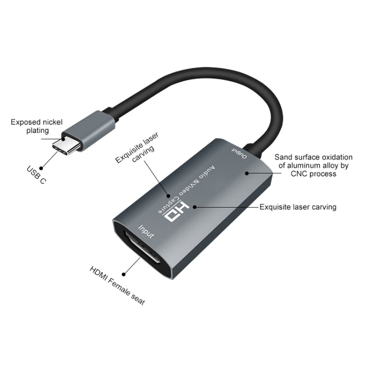 Z29A HDMI Female to USB-C / Type-C Male Video Audio Capture Box(Grey) - Video Capture Solutions by PMC Jewellery | Online Shopping South Africa | PMC Jewellery | Buy Now Pay Later Mobicred