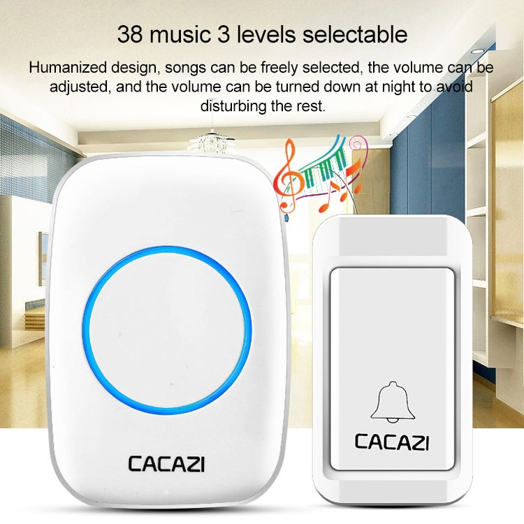 CACAZI A10G One Button One Receivers Self-Powered Wireless Home Cordless Bell, EU Plug(White) - Wireless Doorbell by CACAZI | Online Shopping South Africa | PMC Jewellery