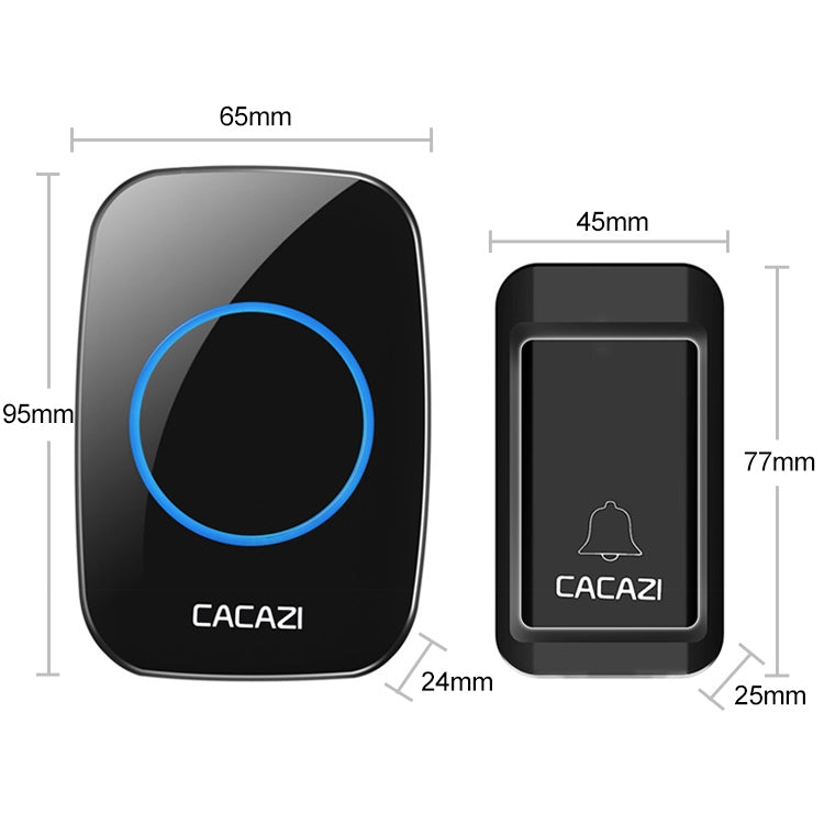 CACAZI A10G One Button One Receivers Self-Powered Wireless Home Cordless Bell, UK Plug(Black) - Wireless Doorbell by CACAZI | Online Shopping South Africa | PMC Jewellery