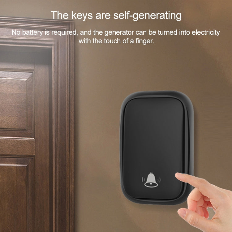 CACAZI FA88 Self-Powered Smart Home Wireless Doorbell, US Plug(Black) - Wireless Doorbell by CACAZI | Online Shopping South Africa | PMC TechLife | Buy Now Pay Later Mobicred