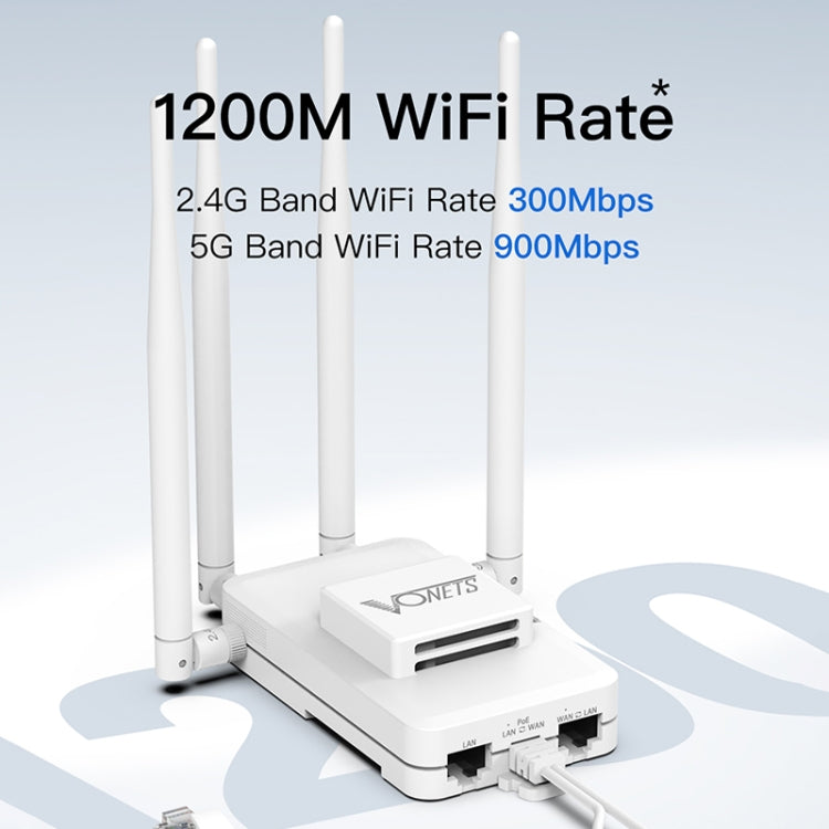 VONETS VAR1200-H 1200Mbps Wireless Bridge External Antenna Dual-Band WiFi Repeater, With 4 Antennas + DC Adapter Set - Wireless Routers by VONETS | Online Shopping South Africa | PMC Jewellery | Buy Now Pay Later Mobicred