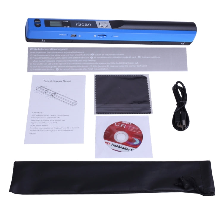 iScan01 Mobile Document Handheld Scanner with LED Display, A4 Contact Image Sensor(Blue) - Portable Scanner by PMC TechLife | Online Shopping South Africa | PMC TechLife | Buy Now Pay Later Mobicred