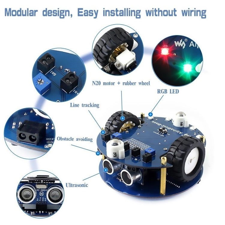 Waveshare AlphaBot2 Robot Building Kit for Arduino (no Arduino Controller) - Robotics Accessories by PMC Jewellery | Online Shopping South Africa | PMC Jewellery | Buy Now Pay Later Mobicred