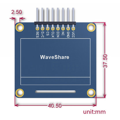 Waveshare 1.3 inch 128*64 OLED, SPI/I2C interfaces, Straight Vertical Pinheader - Modules Expansions Accessories by Waveshare | Online Shopping South Africa | PMC Jewellery | Buy Now Pay Later Mobicred