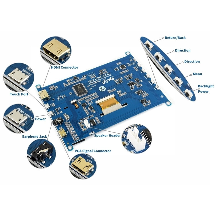 WAVESHARE 7 inch HDMI LCD (H) IPS 1024x600 Capacitive Touch Screen - LCD & LED Display Module by PMC Jewellery | Online Shopping South Africa | PMC Jewellery