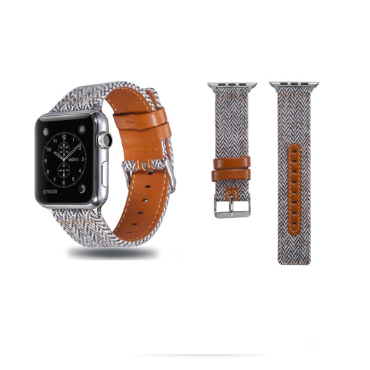 Cloth+Top-grain Leather Wrist Watch Band for Apple Watch Series 7 41mm / 6 & SE & 5 & 4 40mm / 3 & 2 & 1 38mm - Watch Bands by PMC Jewellery | Online Shopping South Africa | PMC Jewellery | Buy Now Pay Later Mobicred