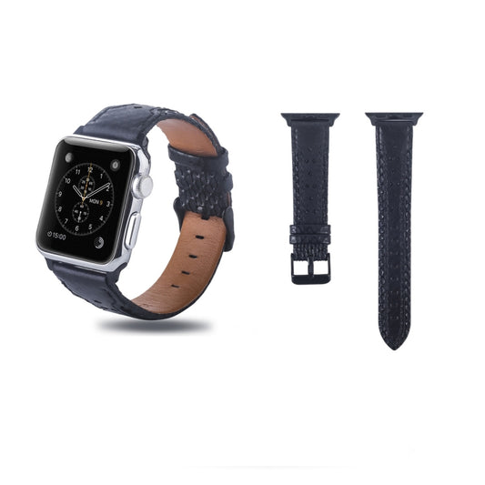 Square Hole Top-grain Leather Wrist Watch Band for Apple Watch Series 10 42mm / 9&8&7 41mm / SE 3&SE 2&6&SE&5&4 40mm / 3&2&1 38mm - Watch Bands by PMC Jewellery | Online Shopping South Africa | PMC Jewellery | Buy Now Pay Later Mobicred