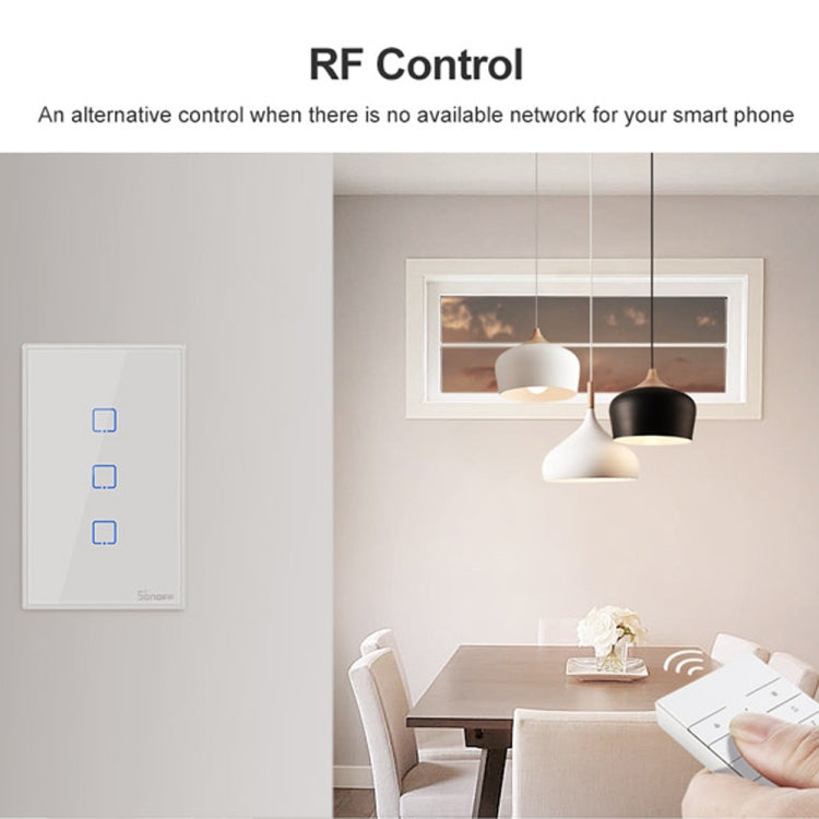 Sonoff T2 Touch 120mm Tempered Glass Panel Wall Switch Smart Home Light Touch Switch, Compatible with Alexa and Google Home, AC 100V-240V, US Plug - Smart Switch by PMC TechLife | Online Shopping South Africa | PMC TechLife