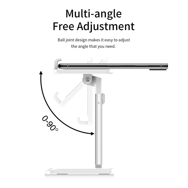 ROCK RPH0944 Adjustable Lifting 90 Degree Rotation ABS Stand Desktop Phone Tablet Holder(White) - Desktop Holder by ROCK | Online Shopping South Africa | PMC Jewellery