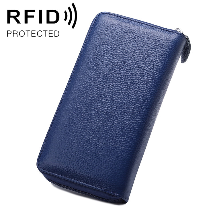 902 Antimagnetic RFID Litchi Texture Women Large Capacity Hand Wallet Purse Phone Bag with Card Slots(Blue) - Antimagnetic RFID Package by PMC Jewellery | Online Shopping South Africa | PMC Jewellery | Buy Now Pay Later Mobicred