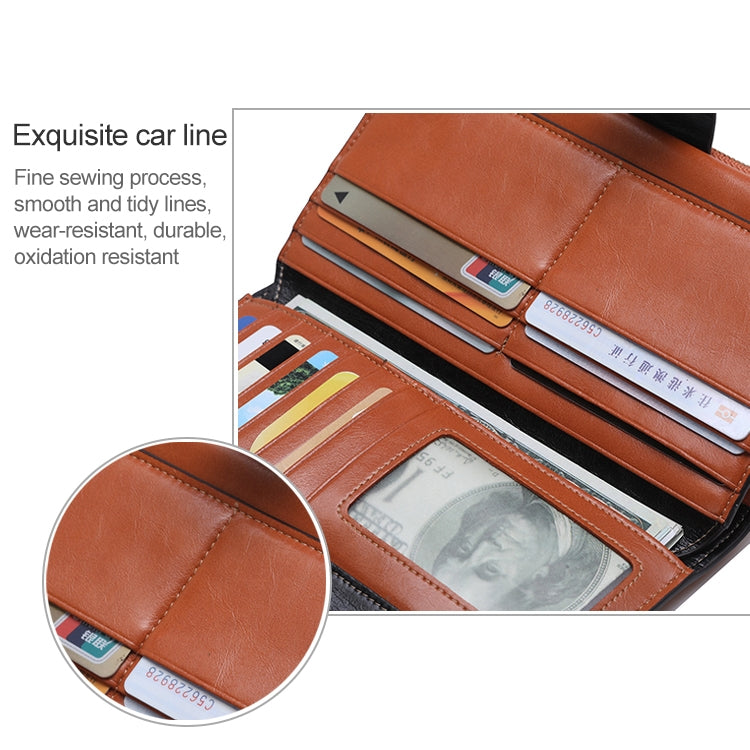 8236 Antimagnetic RFID Multi-function Oil Wax Leather Lady Wallet Large-capacity Purse (Red) - free shipping - PMC TechLife - Order now!