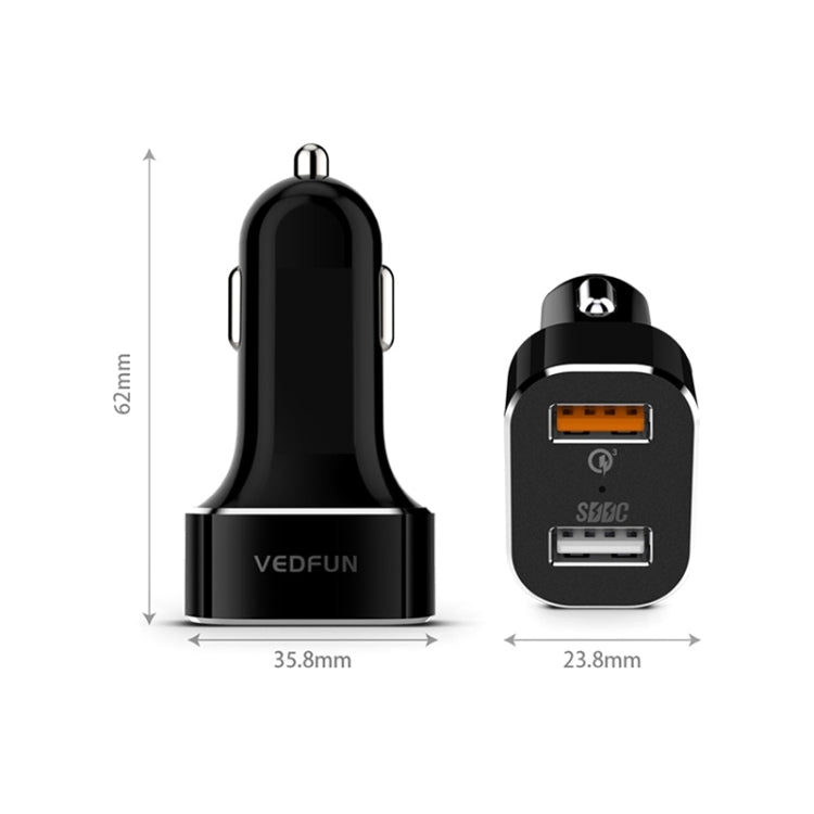 VEDFUN TurboDrive C210 Dual Ports Quick Charge 3.0 + SDDC Technology USB Car Charger for Smartphones and Tablets - Car Charger by VEDFUN | Online Shopping South Africa | PMC Jewellery