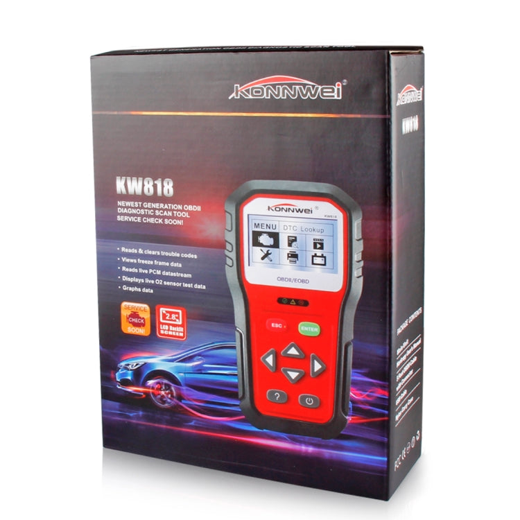 KONNWEI KW818 EOBD / OBDII Car Auto Diagnostic Scan Tools CAN Code Reader Scanner (Only for 12V Gasoline Car) - Code Readers & Scan Tools by KONNWEI | Online Shopping South Africa | PMC Jewellery