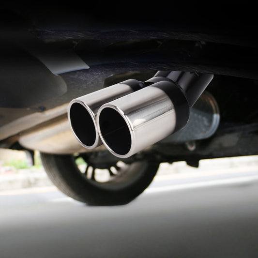 Universal Car Styling Stainless Steel Curved Double Outlets Exhaust Tail Muffler Tip Pipe(Black) - Exhaust Pipes by PMC Jewellery | Online Shopping South Africa | PMC Jewellery