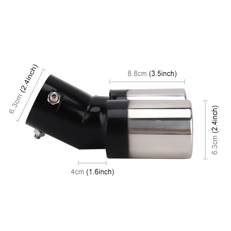 Universal Car Styling Stainless Steel Curved Double Outlets Exhaust Tail Muffler Tip Pipe(Black) - Exhaust Pipes by PMC TechLife | Online Shopping South Africa | PMC TechLife