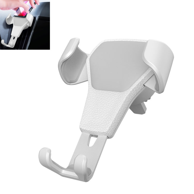 Litchi Texture Gravity Car Mount Phone Holder (White) - Car Holders by PMC Jewellery | Online Shopping South Africa | PMC Jewellery