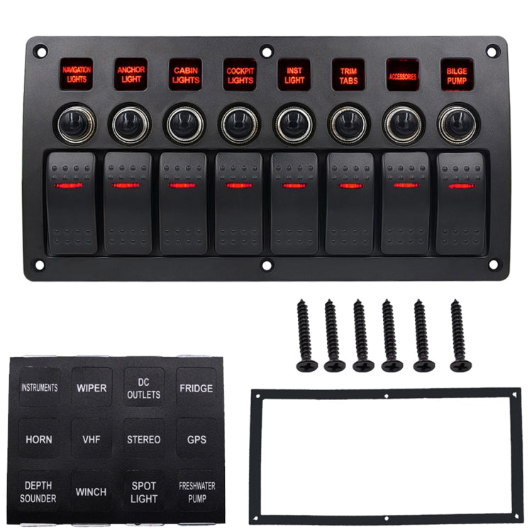 3Pin 8 Way Switches Combination Switch Panel with Light and Projector Lens for Car RV Marine Boat - Car Switches by PMC TechLife | Online Shopping South Africa | PMC TechLife
