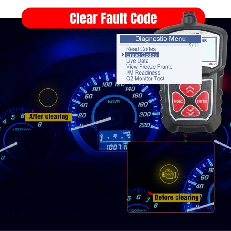 KONNWEI KW309 V309 V310 MS309 Code Reader OBD2 Scanner Diagnostic Tool(Black) - Code Readers & Scan Tools by KONNWEI | Online Shopping South Africa | PMC TechLife | Buy Now Pay Later Mobicred
