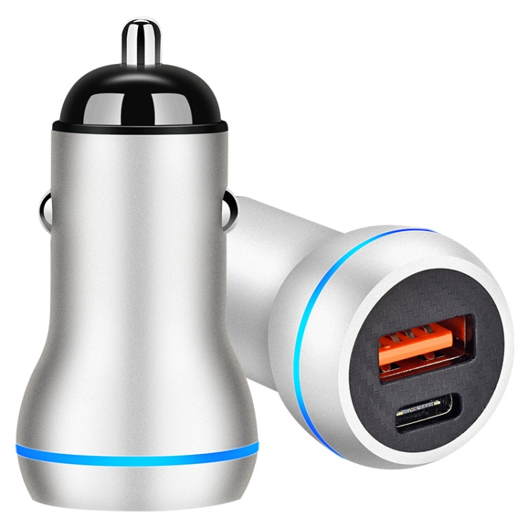 ACC-581 PD 20W + QC3.0 Type-C / USB-C + USB Fast Charging Car Charger (Silver) - Car Charger by PMC Jewellery | Online Shopping South Africa | PMC Jewellery