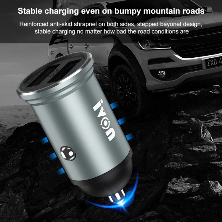 IVON CC37 15W 3.1A Dual USB Mini Car Charger + 1m USB to Micro USB Fast Charge Data Cable Set - Car Charger by IVON | Online Shopping South Africa | PMC Jewellery