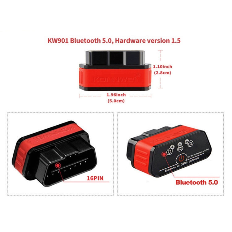 KONNWEI KW901 Android Phone OBD2 Car Bluetooth 5.0 Diagnostic Scan Tools(Orange) - Code Readers & Scan Tools by KONNWEI | Online Shopping South Africa | PMC Jewellery