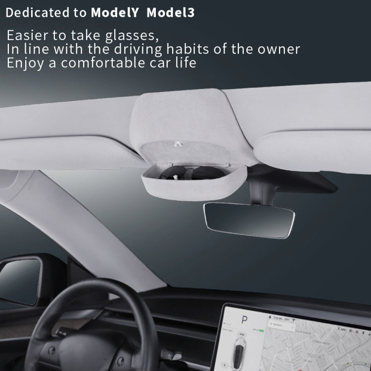 Car Suede Wrap Version Sunglasses Storage Box for Tesla Model 3 - Sunglasses & Glasses Clips by PMC TechLife | Online Shopping South Africa | PMC TechLife
