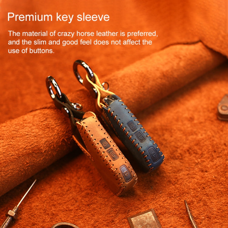 For Kia Car Cowhide Leather Key Protective Cover Key Case, Square Version (Blue) - Car Key Cases by PMC TechLife | Online Shopping South Africa | PMC TechLife
