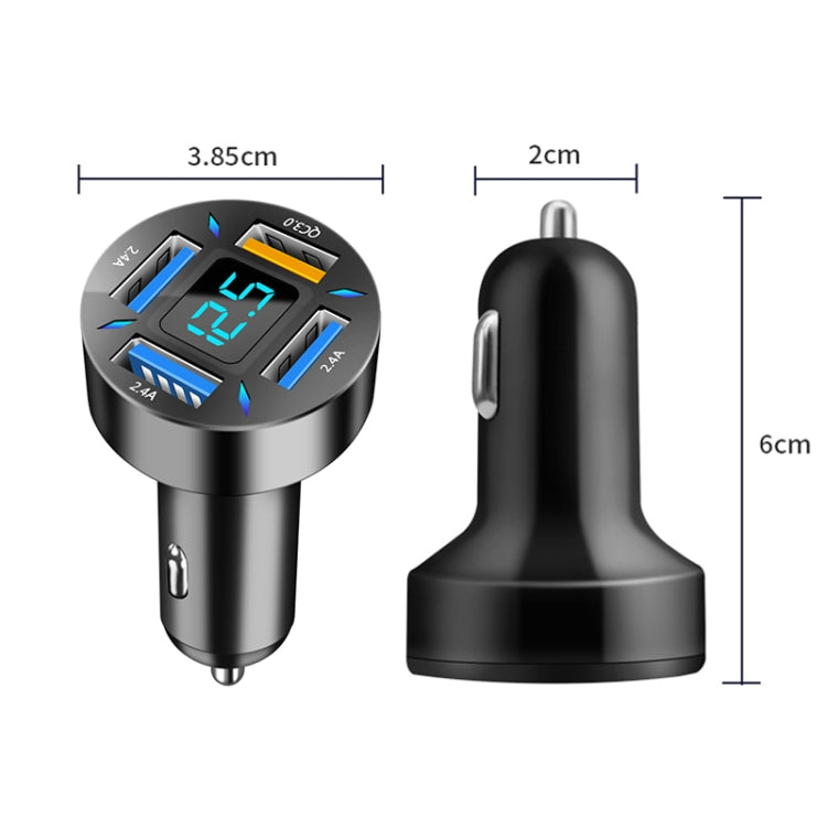 2pcs 4 in 1 USB QC3.0 Digital Display Car Fast Charger - Car Charger by PMC Jewellery | Online Shopping South Africa | PMC Jewellery