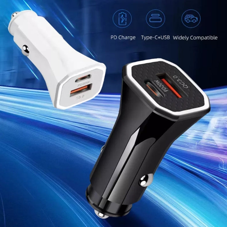 2pcs PD + QC3.0 Car 2 in 1 Square Fast Charger Car Cigarette Lighter (Black) - Cigar Socket by PMC Jewellery | Online Shopping South Africa | PMC Jewellery