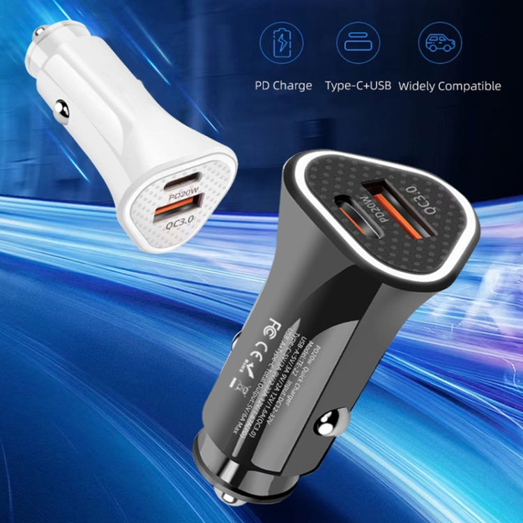 2pcs PD + QC3.0 Car 2 in 1 Triangle Fast Charger Car Cigarette Lighter(White) - Cigar Socket by PMC Jewellery | Online Shopping South Africa | PMC Jewellery