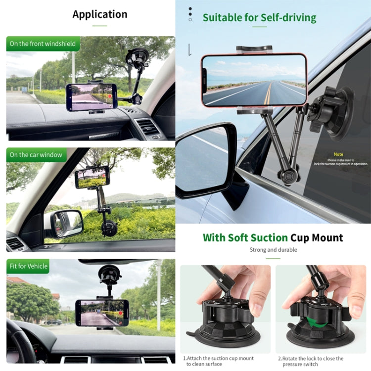 VMA-03B 360-degree Rotating Car Suction Cup Mobile Phone Bracket with Remote Control - Car Holders by PMC Jewellery | Online Shopping South Africa | PMC Jewellery