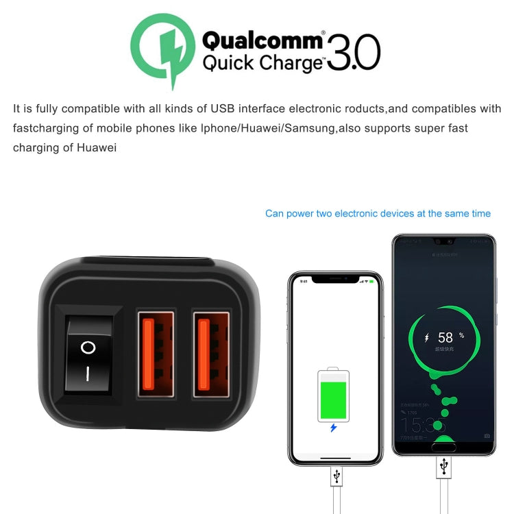 Universal Car Super Quick Dual Port USB Charger Power Outlet Adapter with LED Digital Voltmeter(Blue Light) - DIY Modified Charger by PMC TechLife | Online Shopping South Africa | PMC TechLife
