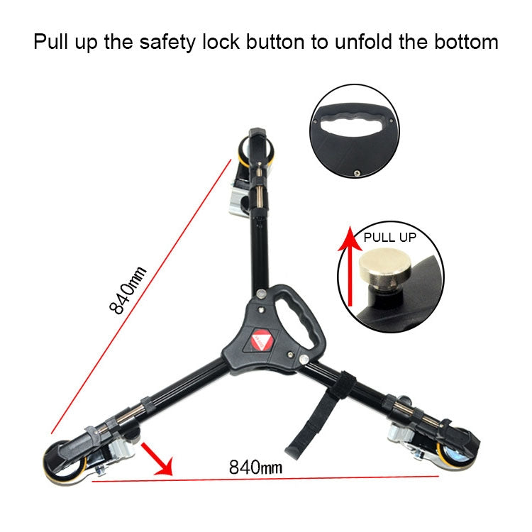 Kingjoy VX-600D Aluminium Alloy Camera Big Foot Wheel Tripod Pulley Base - Other Accessories by PMC TechLife | Online Shopping South Africa | PMC TechLife