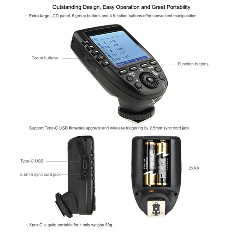 Godox Xpro-C TTL Wireless Flash Trigger for Canon (Black) - free shipping - PMC TechLife - Order now!