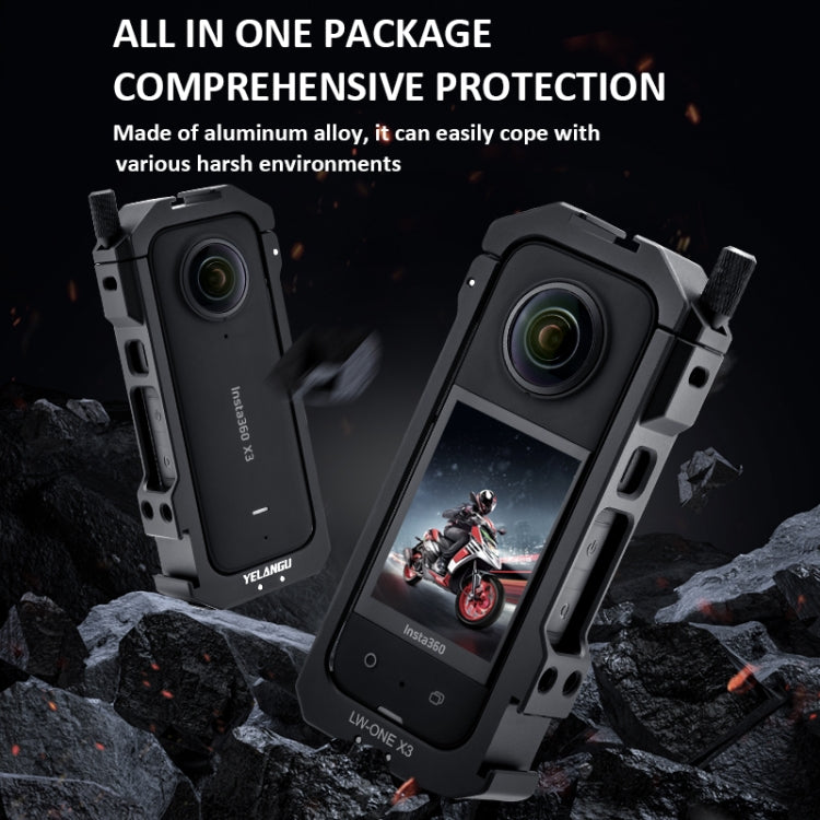 For Insta360 X3 YELANGU LW-ONE X3 Metal Cage Extended Frame Case - Mount & Holder by YELANGU | Online Shopping South Africa | PMC TechLife | Buy Now Pay Later Mobicred