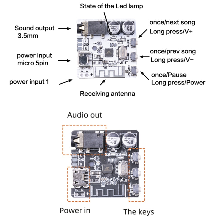 6966 DIY Bluetooth 5.0 Audio Receiver Board Module MP3 Lossless Player Wireless Stereo Music Amplifier Module (Black) - free shipping - PMC TechLife - Order now!