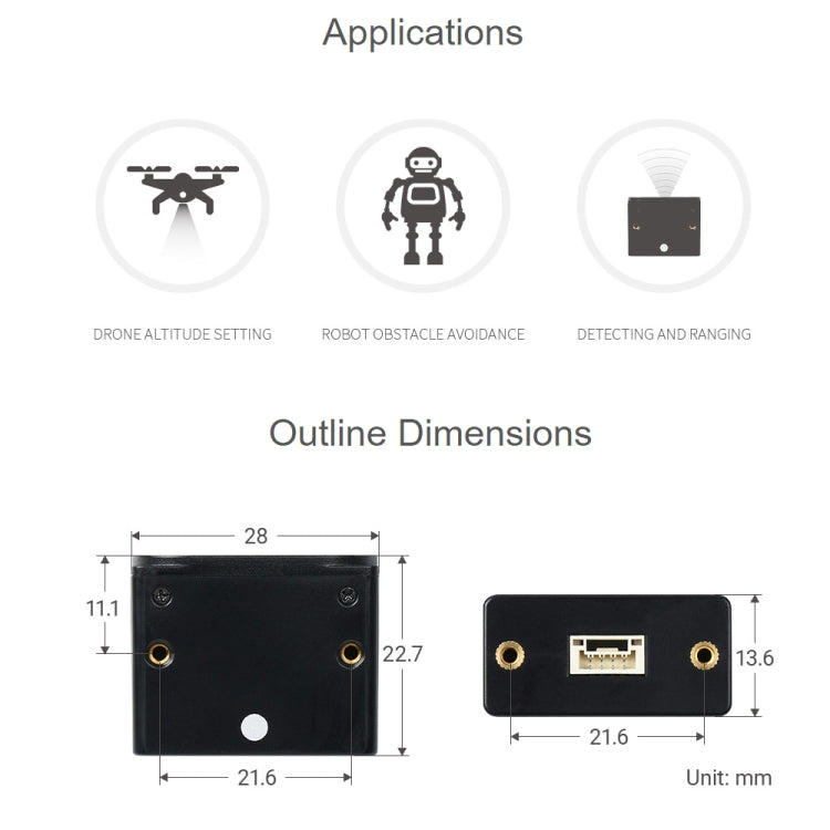 Waveshare TOF Laser Range Sensor (B), UART / I2C Bus (Black) - Modules Expansions Accessories by WAVESHARE | Online Shopping South Africa | PMC Jewellery