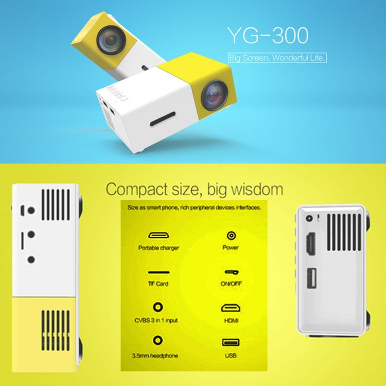 YG300 400LM Portable Mini Home Theater LED Projector with Remote Controller, Support HDMI, AV, SD, USB Interfaces(Black) - free shipping - PMC TechLife - Order now!