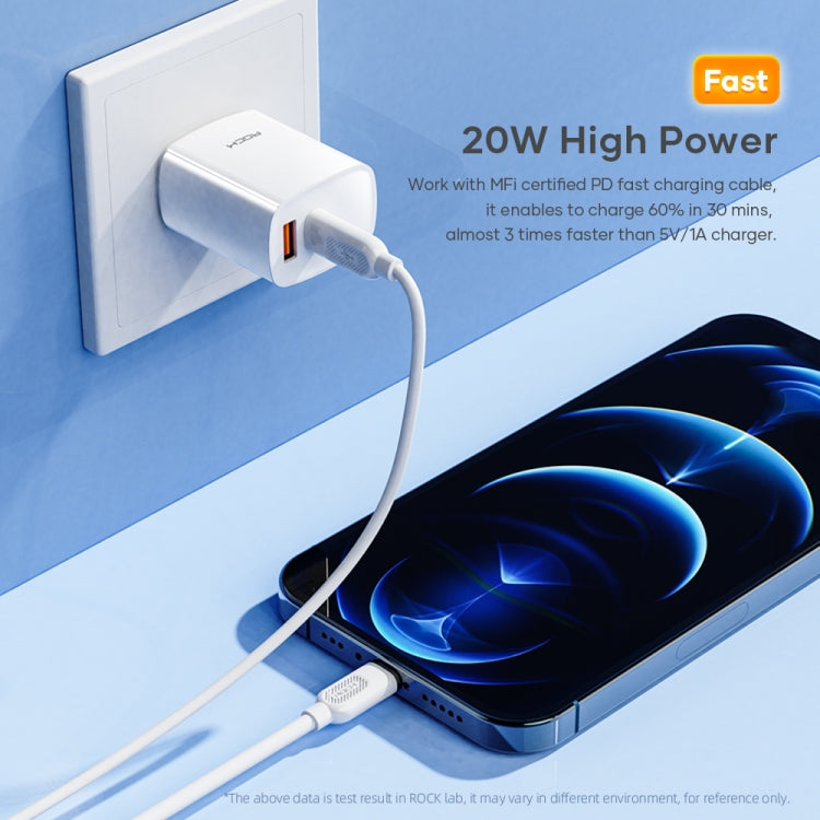 ROCK T42 PD 20W Dual Ports Travel Charger Power Adapter, CN Plug(White) - USB Charger by ROCK | Online Shopping South Africa | PMC Jewellery