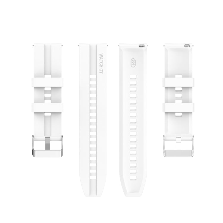 For Huawei Watch GT 2 46mm Silicone  Watch Band with Silver Buckle(White) - Watch Bands by PMC Jewellery | Online Shopping South Africa | PMC Jewellery | Buy Now Pay Later Mobicred