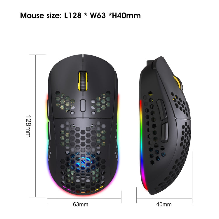 HXSJ T90 RGB Light Three-mode Wireless Gaming Mouse - Wireless Mice by HXSJ | Online Shopping South Africa | PMC TechLife | Buy Now Pay Later Mobicred