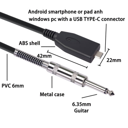 TY48S USB-C / Type-C to 6.35mm Electric Guitar Recording Cable, Cable Length:2m - Microphone Audio Cable & Connector by PMC Jewellery | Online Shopping South Africa | PMC Jewellery