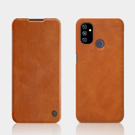 For OnePlus Nord N100 NILLKIN QIN Series Crazy Horse Texture Horizontal Flip Leather Case with Card Slot(Brown) - OnePlus Cases by NILLKIN | Online Shopping South Africa | PMC Jewellery