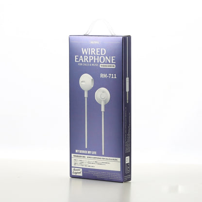 REMAX RM-711 Music Wired Earphone with MIC & Support Hands-free(Silver) - Normal Style Earphone by REMAX | Online Shopping South Africa | PMC Jewellery