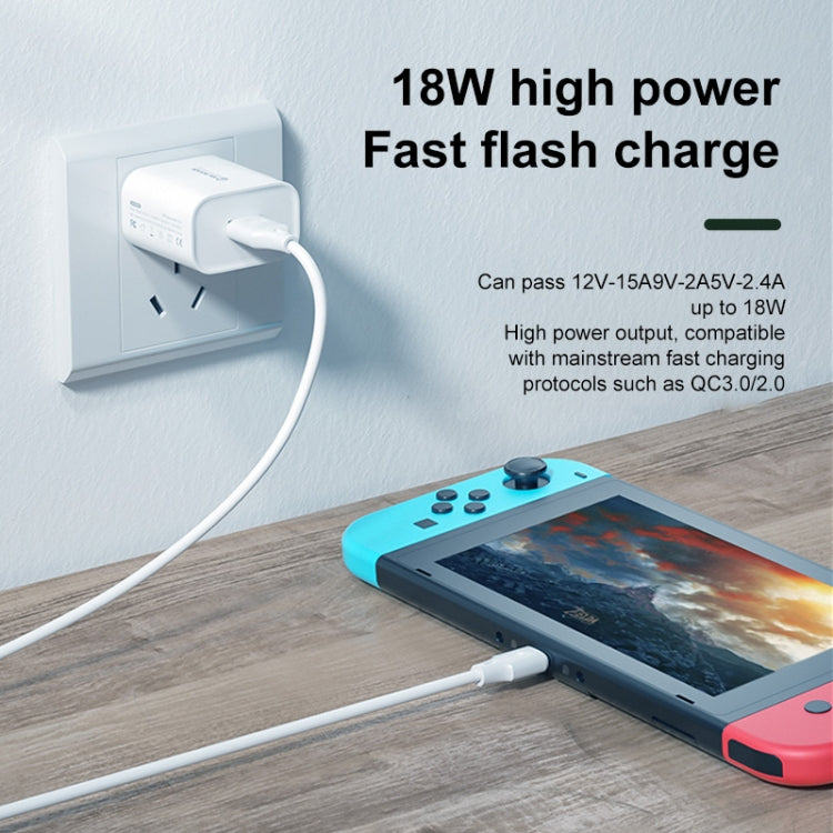 WK WP-U57 Max 18W Maxspeed QC3.0 Fast Charger + USB to 8 Pin Data Cable, Plug Type:EU Plug - free shipping - PMC TechLife - Order now!