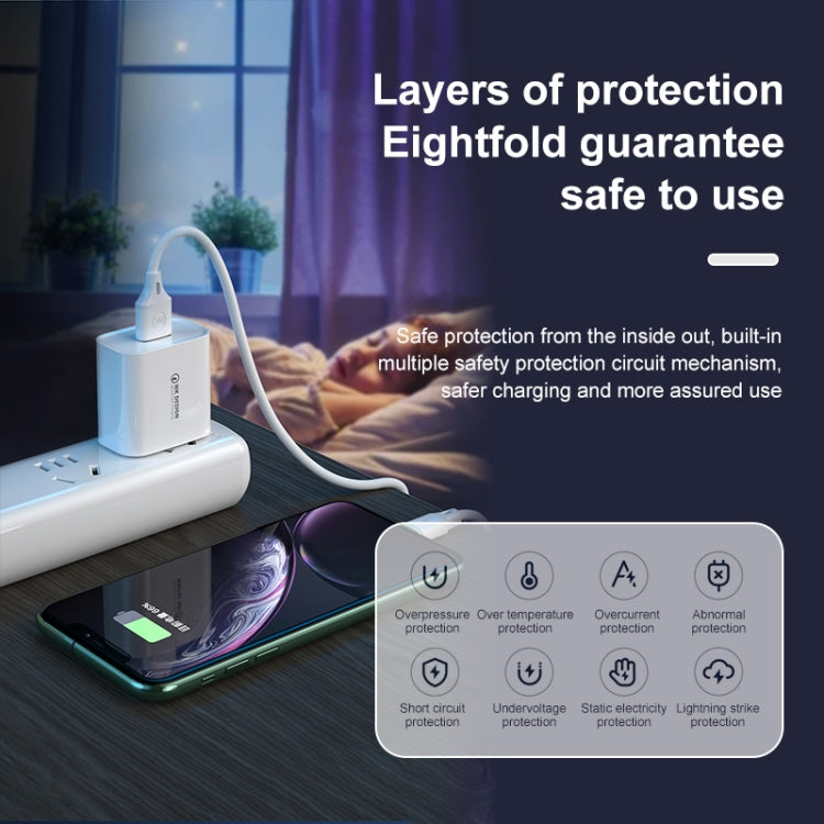 WK WP-U57 Max 18W Maxspeed QC3.0 Fast Charger + USB to 8 Pin Data Cable, Plug Type:EU Plug - free shipping - PMC TechLife - Order now!