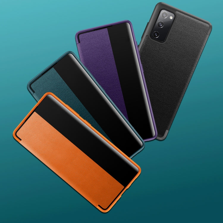 For Samsung Galaxy S20 FE Side Window View Shockproof Horizontal Flip Leather Case(Green) - Galaxy S20 FE Cases by PMC TechLife | Online Shopping South Africa | PMC TechLife