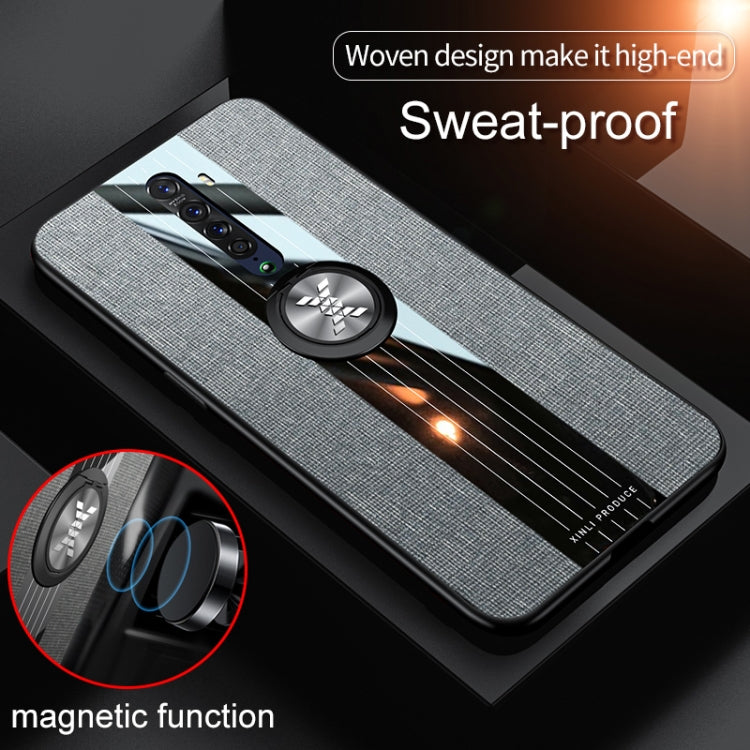 For OPPO Reno 2 XINLI Stitching Cloth Textue Shockproof TPU Protective Case with Ring Holder(Grey) - OPPO Cases by XINLI | Online Shopping South Africa | PMC TechLife | Buy Now Pay Later Mobicred