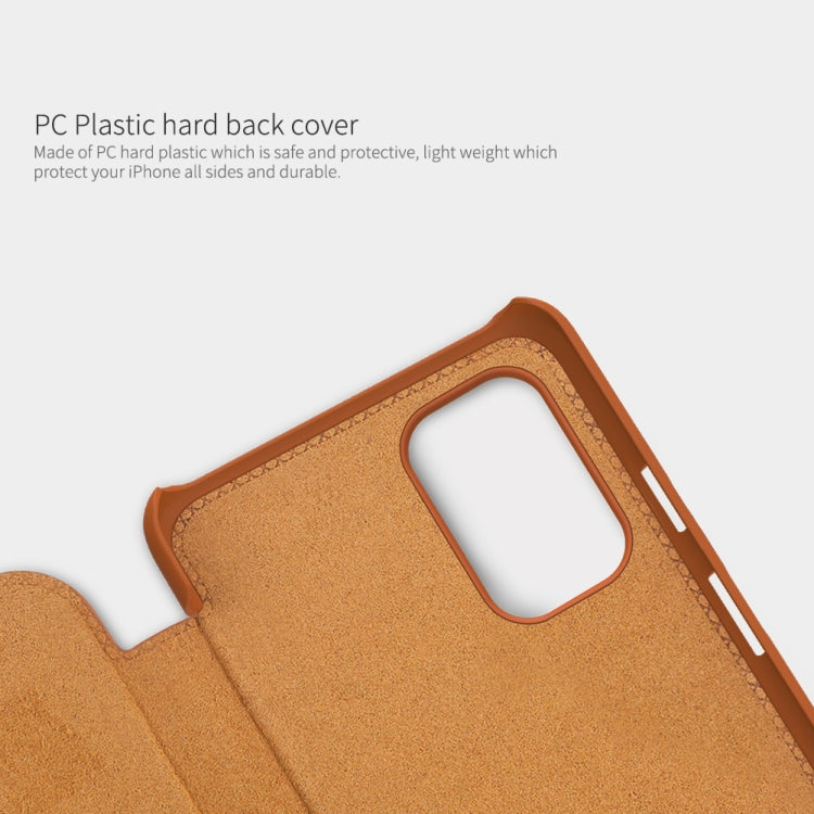 For OnePlus 9R NILLKIN QIN Series Crazy Horse Texture Horizontal Flip Leather Case with Card Slot(Brown) - OnePlus Cases by NILLKIN | Online Shopping South Africa | PMC Jewellery