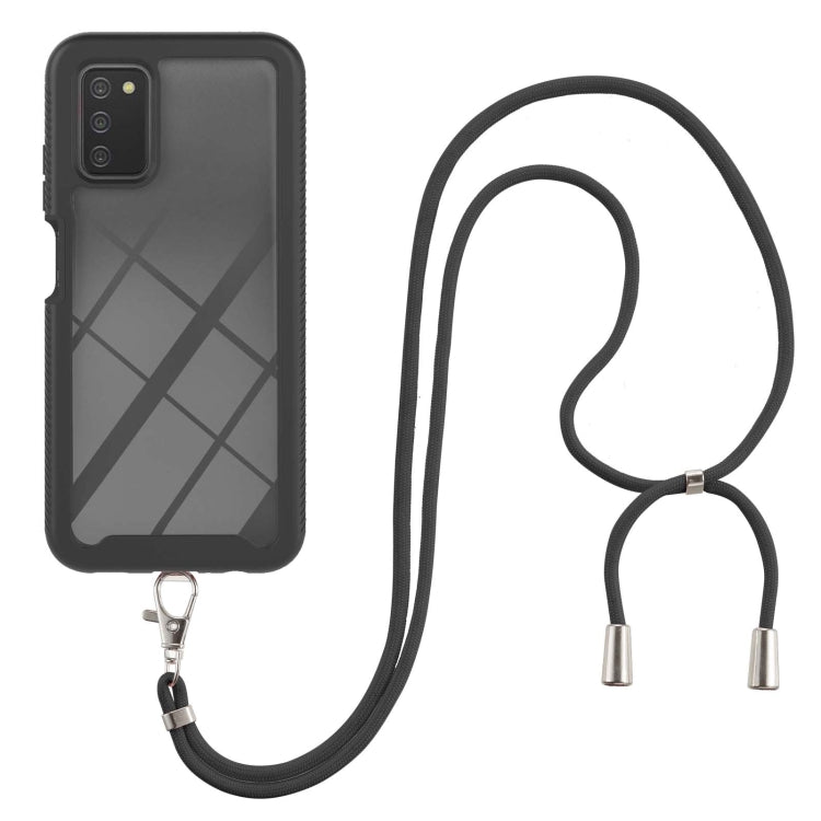For Samsung Galaxy A03s EU Version Starry Sky Solid Color Series Shockproof PC + TPU Protective Case with Neck Strap(Black) - Galaxy Phone Cases by PMC TechLife | Online Shopping South Africa | PMC TechLife | Buy Now Pay Later Mobicred